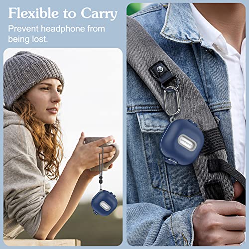 Qiudaoy [3In1 With Lock] Samsung Galaxy Buds Pro 2 Case/Galaxy Buds Pro Case/Galaxy Buds 2 Case/Galaxy Buds Live Case, One-Piece Hard Shell Protective Cover With Lanyard/Keychain Accessories (Blue) #TOP6