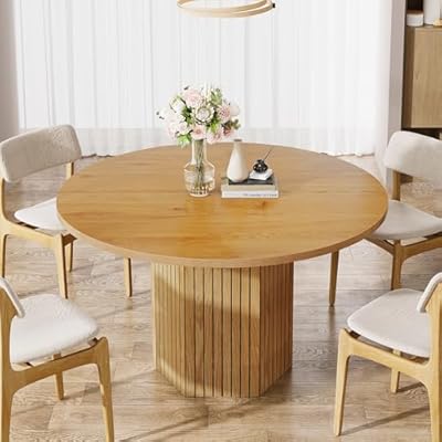 Tribesigns Wood Dining Table Round Kitchen Tabl...