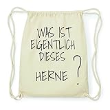 herne-boernig hamburg Maße 37x46,5cm JOllify HERNE Hipster Turnbeutel Tasche Rucksack aus Baumwolle - Farbe: Natur – Design: was ist eigentlich - Farbe: Natur