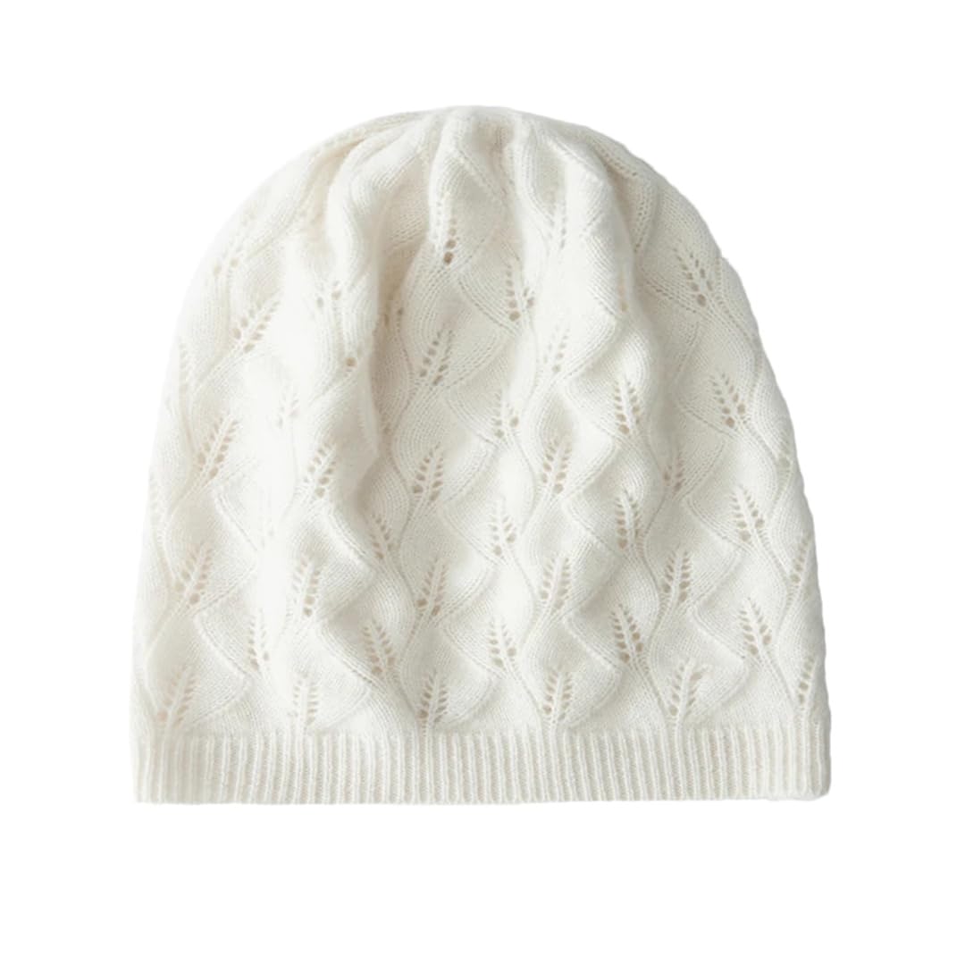 Czapki zimowe damskie na zewnątrz, codzienne, modne, jednokolorowe, żakardowe, kaszmirowe, dzianinowe, utrzymujące ciepło, czapka beanie (biała, jeden rozmiar)