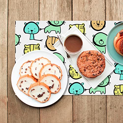 Lot de 6 sets de table bébé tigre lavables pour table propre