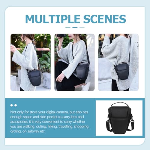 Bolsa de cámara portátil negra en nylon con cremallera y bolsillo 4
