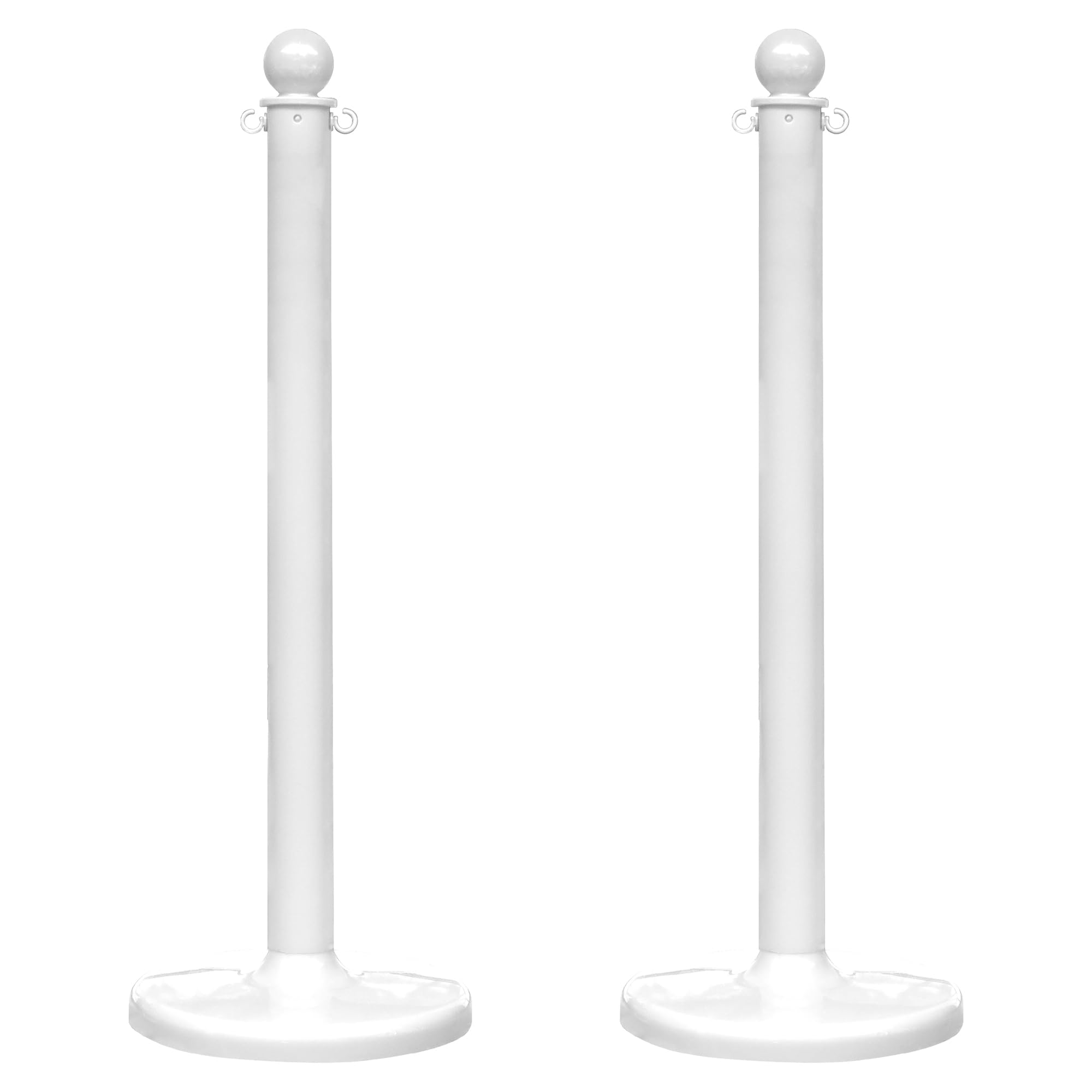 Mr. Chain Stanchion, White, 40-Inch Height, 2.5-Inch Diameter Pole, Pack of 2 (96401-2)