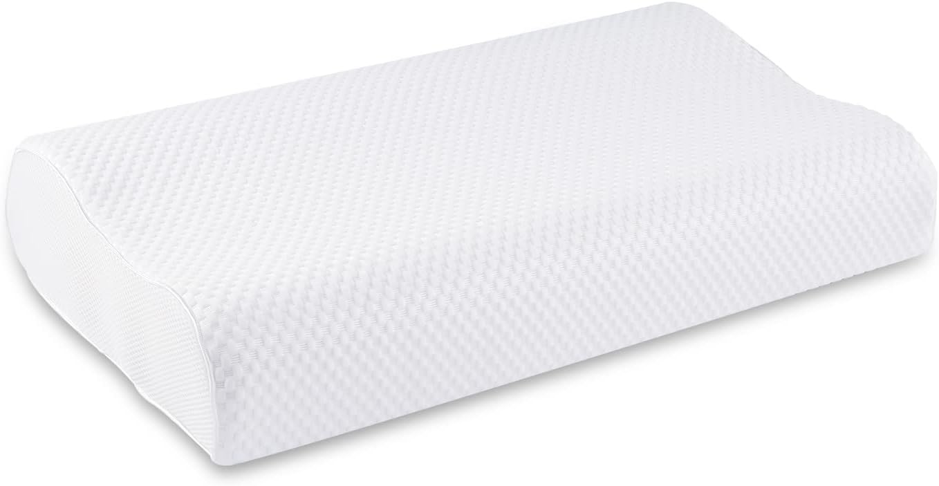 Almohada ortopédica de espuma viscoelástica, 60 x 35 cm, cojín cervical ergonómico, compensador de presión, en forma de onda con funda de almohada para la columna cervical