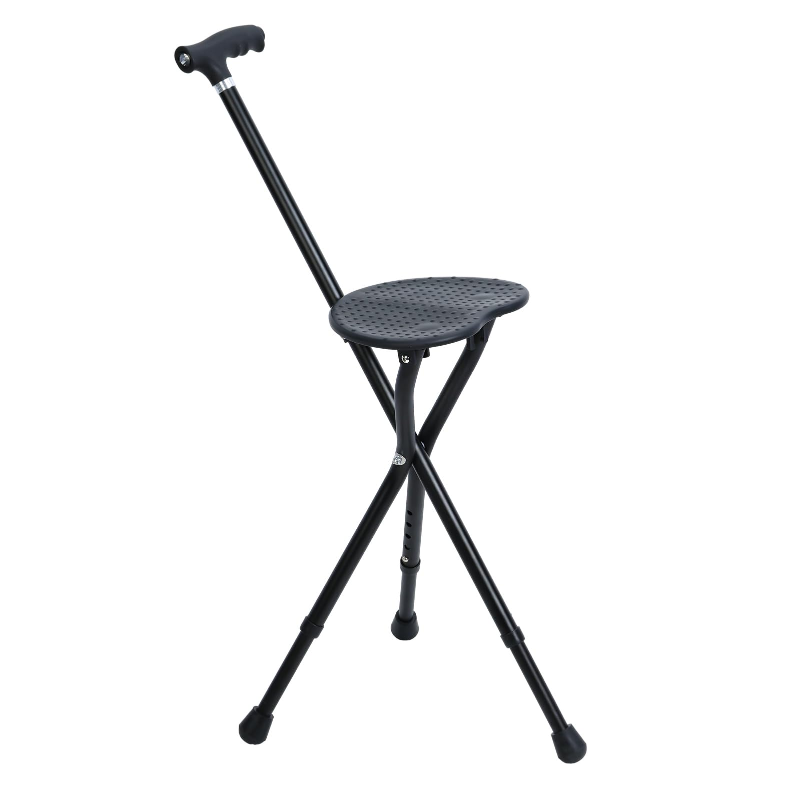 Bastón plegable, altura ajustable con asiento para personas mayores, silla de muleta de aleación con piedra magnética, bastón resistente con asiento plegable