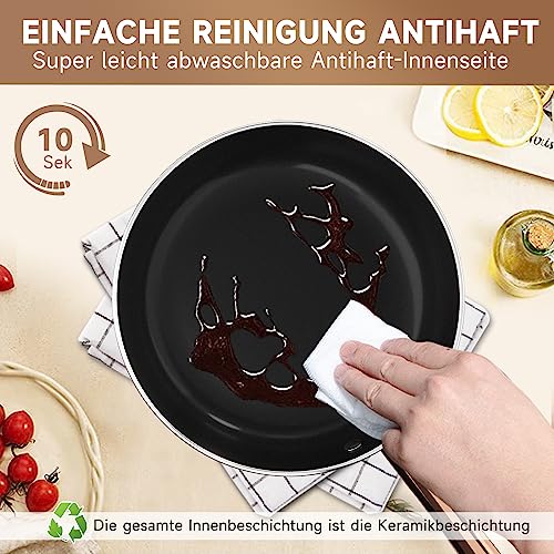 Topfset Pfanne induktion HOMELUX 10tlg Induktions Töpfe Set,Aluminiumguss Kochtopfset,Keramik-Antihaftbeschichtung Pfannenset,Töpfe Set mit Deckel,Topfset Induktion für Induktion alle Herde,PFOA frei – Bild 7