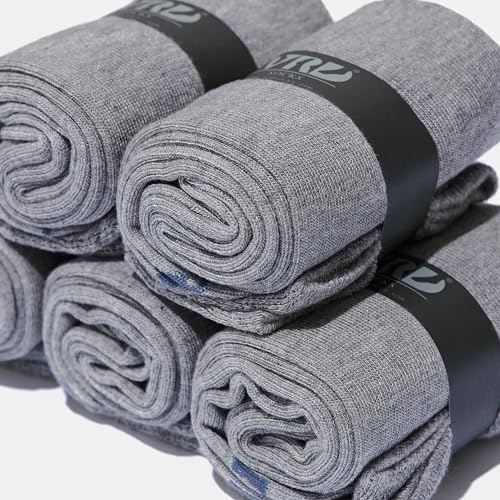 VRD Bamboo Mens Dress Socks for Men, 3-Pack, Pacific Grey, Melange Grey Crew Length Mid-Calf Socks, Mens Shoe Size 8-133