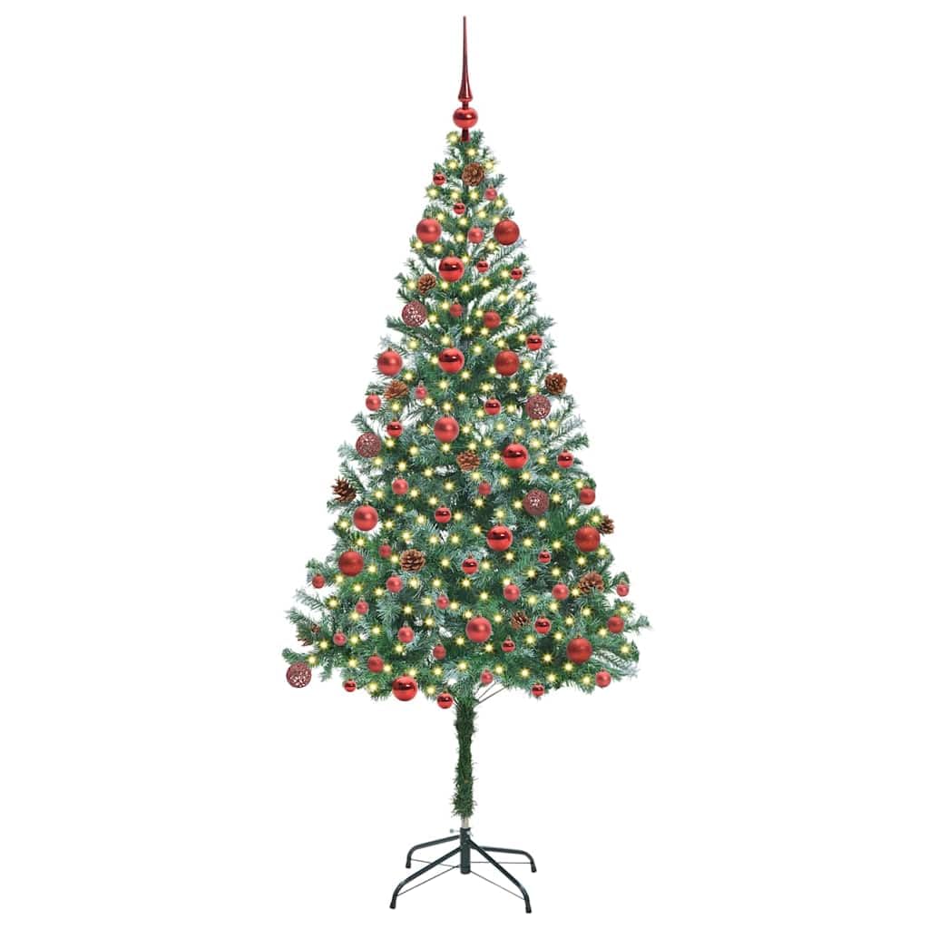 Sztuczna choinka zielona, 180 cm, PCW i stal, stożek, z 300 diodami LED o ciepłej białej barwie, do użytku wewnątrz i na zewnątrz, świąteczna dekoracja
