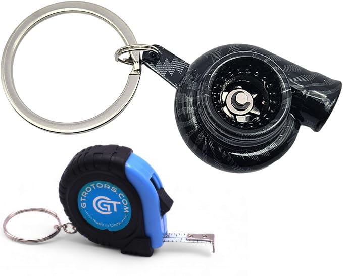 GT//Rotors Turbo Keychain Metal Spinning Turbocharger Automotive Mini Car Part Keychain Key Ring