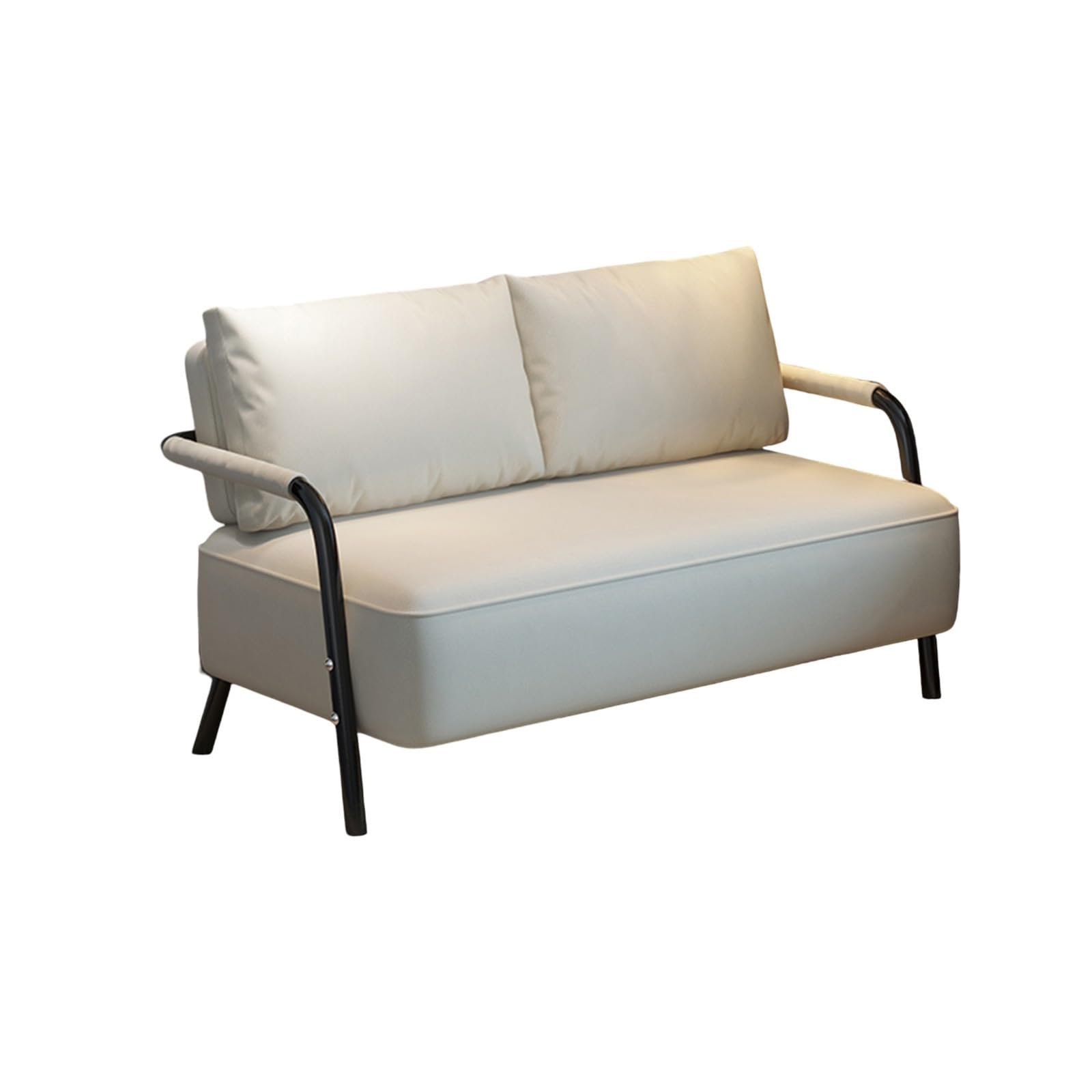 Kleines, Modernes Loveseat-Couchsofa, Kunstledercouch, Holzrahmen, Verdickte Und Erhöhte Metallbeine, Wasserdicht Und Verschleißfest, Für Wohnzimmer, Büro, Schlafzimmer(White,125cm)