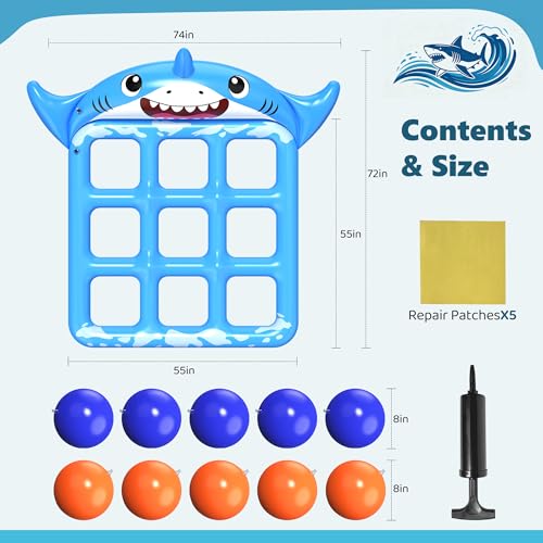 Instaywell Pool Toys Games for Kids & Adults, 72”x54” Giant Inflatable Floating Pool Tic Tac Toe Game with 10 Balls, Pool Game Party Toy Floats for Adults, Teens, Kids, Family, Beach Summer Water Fun by Instaywell - Used condition - Image 6