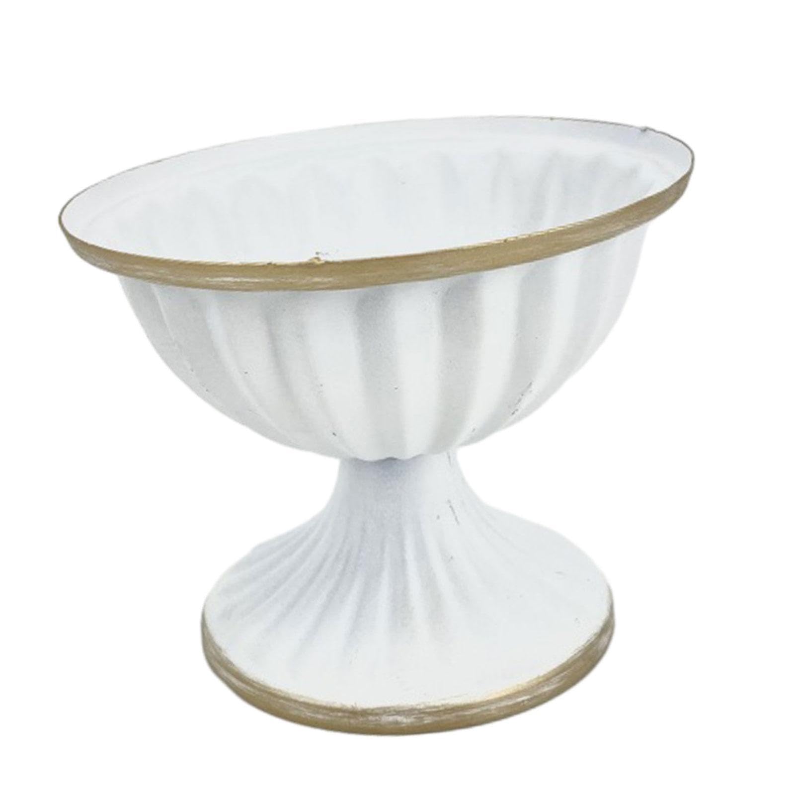 TWISAXC French Urn Planter Decorative Vase Stylish And Centerpiece For Indoor Spaces Small Flowerpot Ornaments Centerpiece Plant Vase Bathroom Or Entrance, white, L