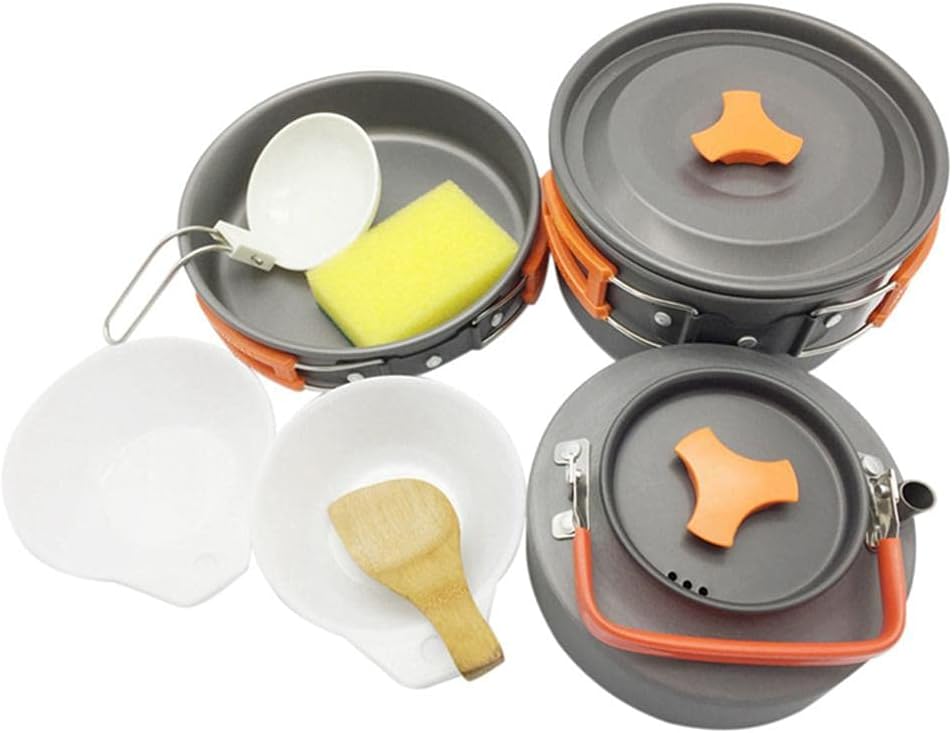 Camping Cookware Mess Kit Fast Heating Portable Set for 2‑3 People