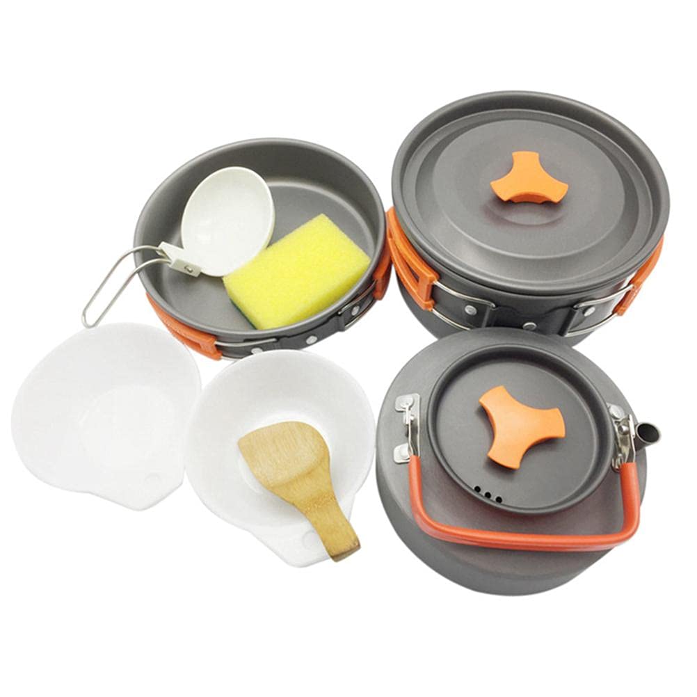 Set di pentole da campeggio portatile ultraleggero per 2-3