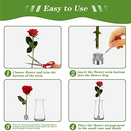 6 Pieces Flower Frogs Kenzan Ikebana Flower Arrangers Floral Fixed Tools Japanese Flower Pin Holder Set With 2 In 1 Kenzan Needle Straightener For Small Vase Flower Arrangement (Silver, 0.91 Inch) #TOP4