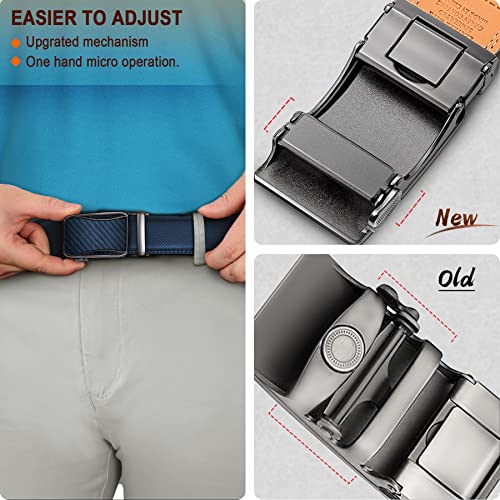Image of BULLIANT Mens Ratchet Belt, Leather Adjustable Slide Belt For Mens Dress Casual Pant 1 3 /8 inch,Size Adjustable