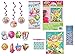 Shopkins Birthday Party Supplies Bundle Pack includes 3 Hanging Swirl Decorations, 1 Plastic Door Poster, 8 Photo Props, 1 Party Game for up to 16 Players (4 Pack Bundle)