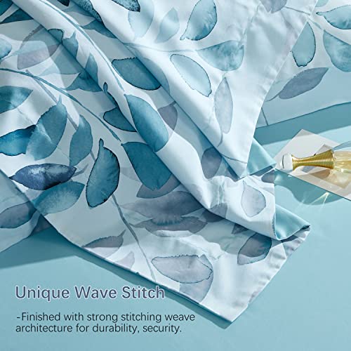 Mildly 100% Long-Staple Cotton Pillow Shams - Gradient Blue Leaf Printed Envelope Pillowcases Queen Size 20 Inchx26 Inch 2Pcs thumb #5