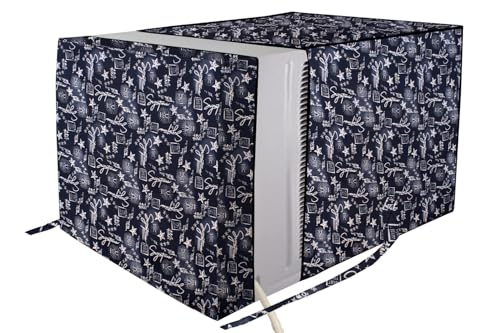 Image of The Furnishing Tree Elastic fit waterproof Polyester window ac cover suitable for Croma 1.5 Ton, Dustproof cover for inner and outer section, In CM: (55.88x71.12x45.72), Self Pattern Blue