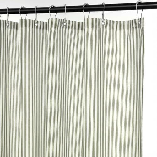 Mindsoft Stripe Cotton Toile Shower Curtain Ticking Stripe Woven ...