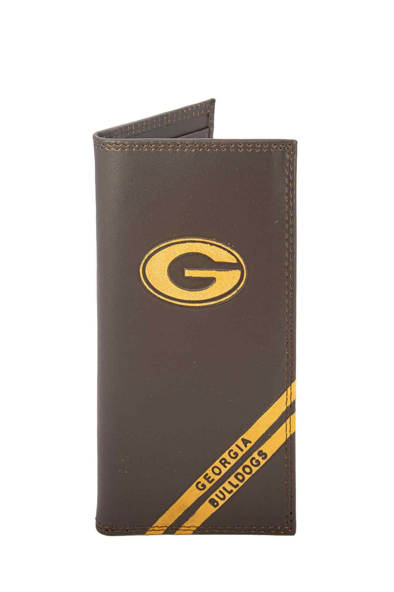 NCAA Georgia Bulldogs Zep-Pro Pull-Up Long Leather Secretary Embossed Wallet, Brown