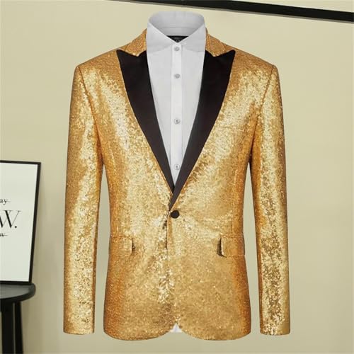 Mens Sequin Blazer Metallic Suit Disco Prom Shiny Suit Jacket Wedding Party Banquet Fashion Slim Tuxedo4