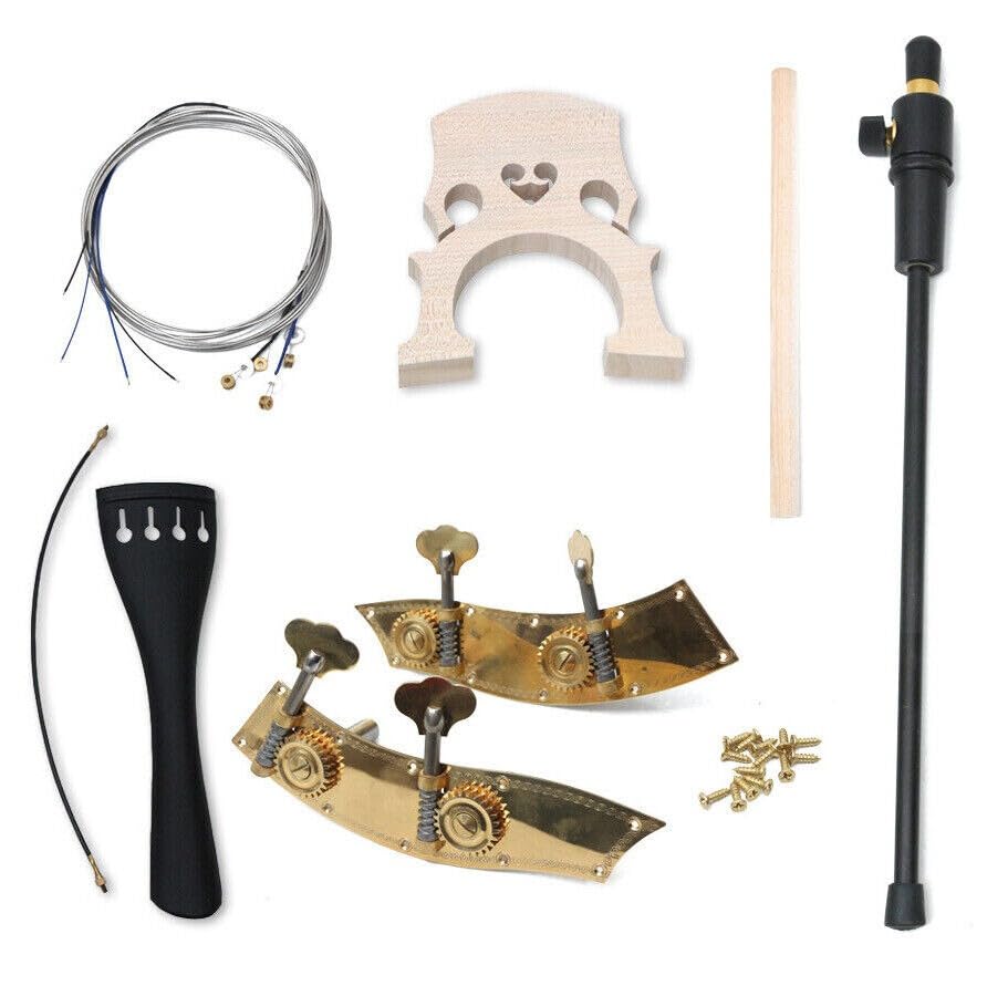 YoungMonic New 3/4 Upright Bass Kit String Bass Tailpiece Bridge End Pin Bass Peg Strings Double...