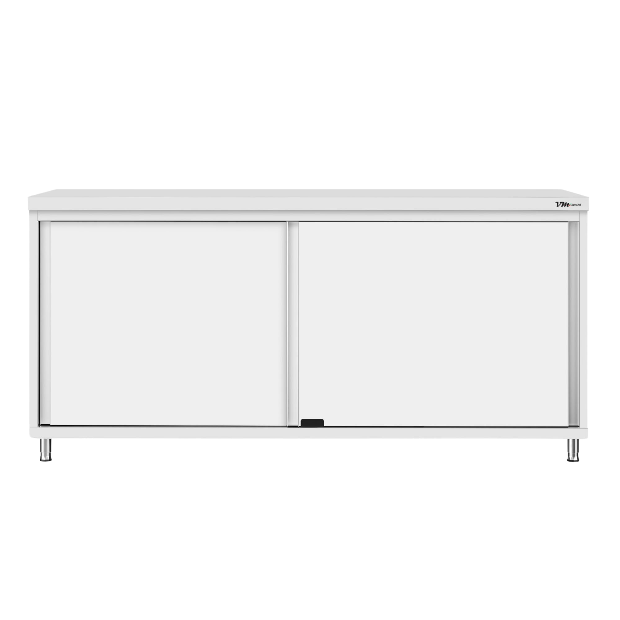 Edelstahl Arbeitsschrank - 180 x 70 cm - AISI 430 Legierung - Mit Schiebetüren - Kompakte Bauweise - Küchenmöbel Gastro Schrank Edelstahlschrank Grillschrank