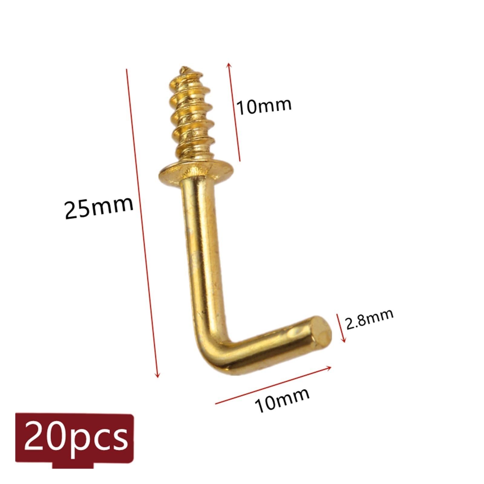 samogwintującym w kształcie litery L, L Shape Screw Ceiling Hooks Gold 25x10mm Pack Of 20