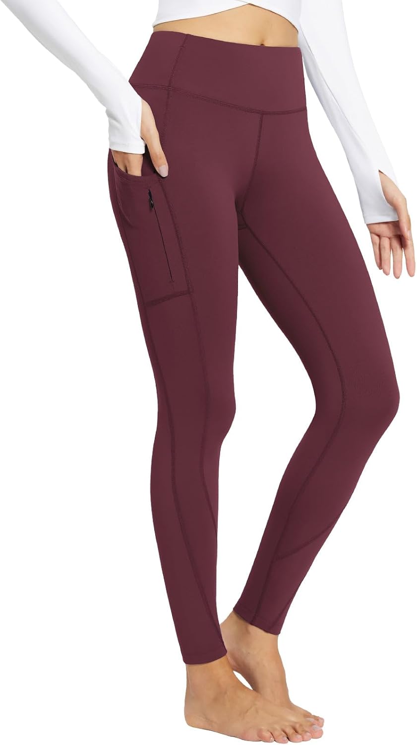 baleaf Women's Fleece Lined Leggings Thermal Warm Winter Tights High Waisted Yoga Pants Cold Weather with Pockets