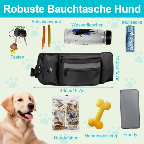 Polegas Leckerlitasche für Hunde,Futterbeutel Hundetraining,Verstellbarem Bund, Bauchtasche für Hund Zubehör mit Kotbeutelspender,Flaschenhalter, Reflektor,für Gassi, Training und Outdoor