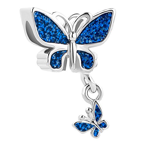 CharmSStory Purple Butterfly Dangle Bead Charms for Bracelet