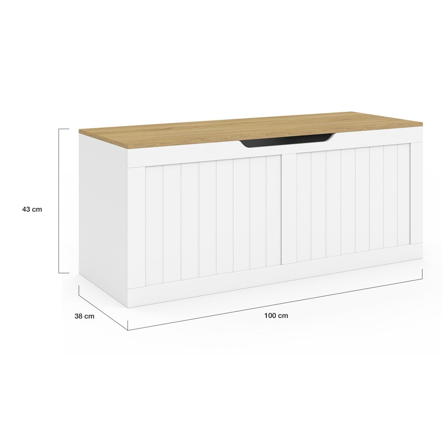 IDMarket - Baúl de almacenamiento de león de madera y blanco 100 cm