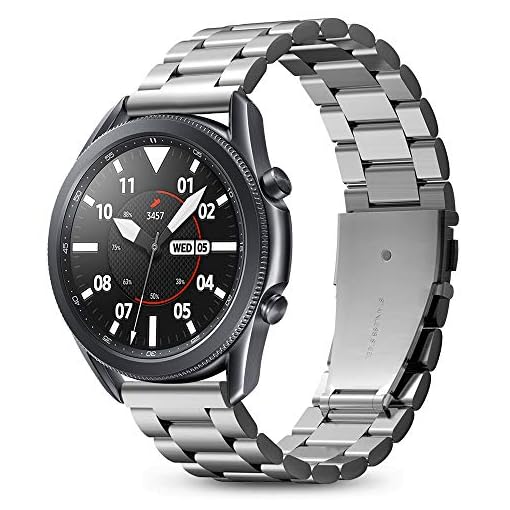 Spigen Modern Fit for Samsung Galaxy Watch 3 Strap 45mm, Galaxy Watch 46mm and other smartwatch models compatible with 22mm Strap Band -Silver