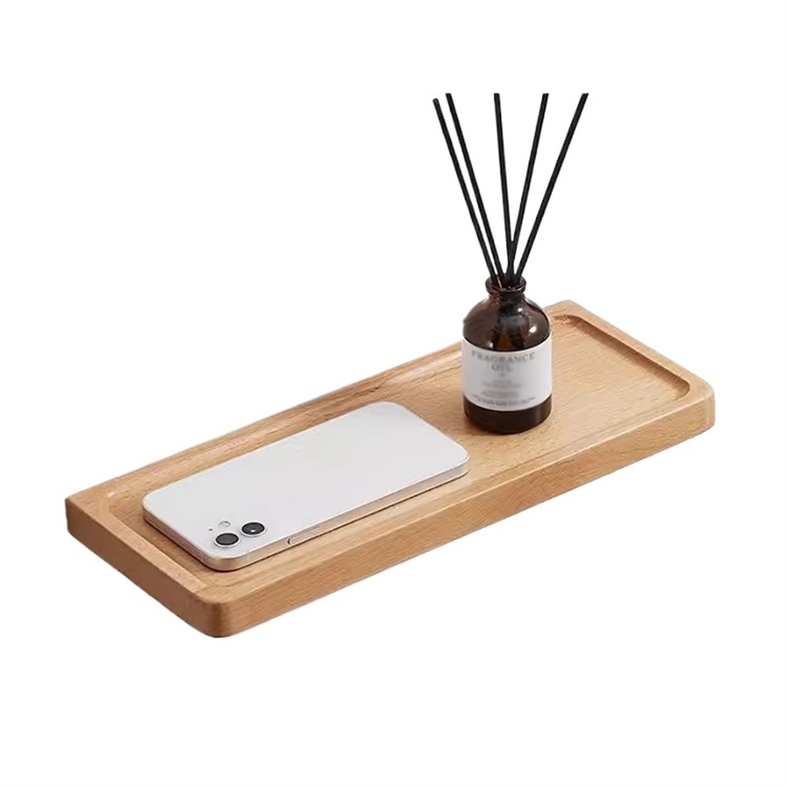 Estantes flotantes de madera para baño sin taladro, estante de madera de haya montado en la pared para cocina, baño, sala de estar, estante de exhibición de madera para almacenamiento de ducha, 30 cm,