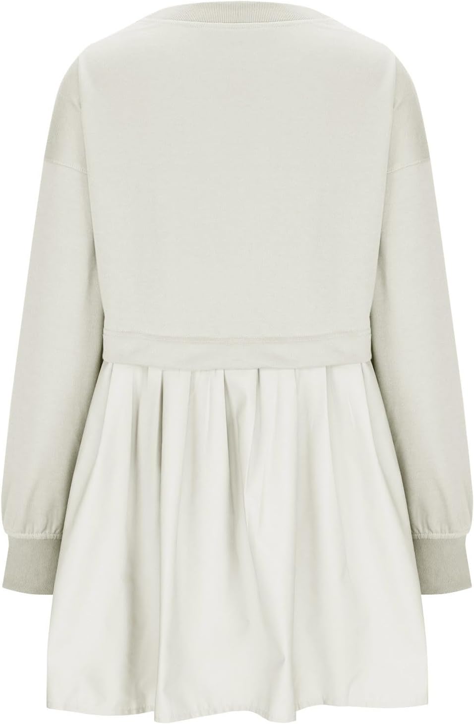 Women Patchwork Oversized Sweatshirt Mini Dress Solid Long Sleeve Crewneck Loose Pullover Top Tennis Pleated Dresses