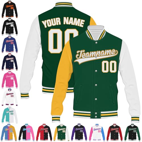 YanNanKe Custom Men Varsity Jackets Personalized Baseball Letterman Coat Print Team Name Number Sport Bomber Jackets