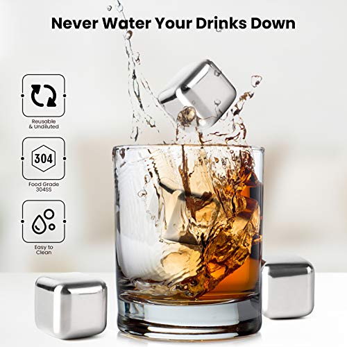 image for Kollea Stainless Steel Chilling Cubes Reusable Ice Cube Whiskey Stones