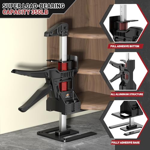 Image of XClifes Labor Saving Handle 2 Pack,12 In all aluminum Construction Jack, Wall Tile Locator, Multi-Function Height Adjustment Lifting Device, Door Panel Lifting Cabinet Jack, Dynamic Load 470 LB