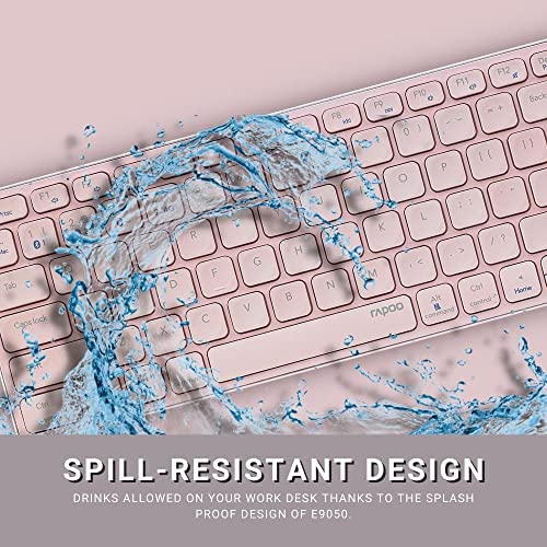 Image of RAPOO E9050 C-Type Rechargeable Bluetooth Wireless Multi-Device (4 Devices) Keyboard for Windows /iOS /Android,Tablet /Smartphone - 3 Years Warranty Pink