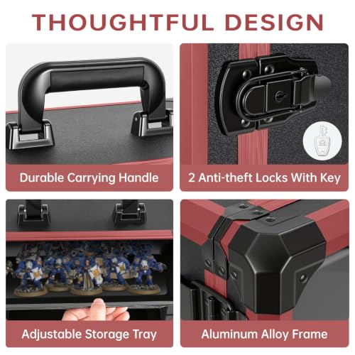Image of Miniatures Storage Case Miniatures Transport Case Aluminum Alloy Frame with Lock (Large Size)