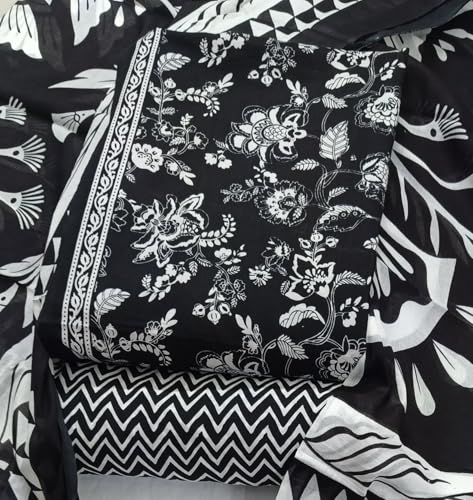 Image of DRAVINAM Trends Women's Premium Cambric Cotton Jaipuri Printed Unstitched Salwar Suit Dress Material with Mulmul Cotton Dupatta