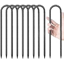 12 Inches Trampoline Stakes Anchors, Swing Set Anchors Heavy Duty U Stakes for Ground Galvanized Steel Rebar Tie Down Anchor Kit