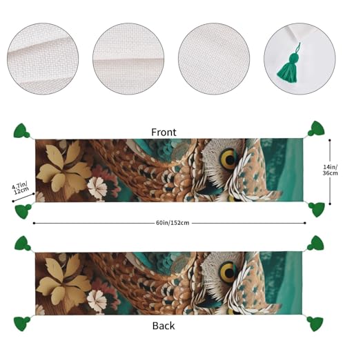 Chemin de table avec franges style rustique pour décoration automnale