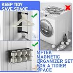 MFTEK Porte-bille magnétique et porte-boîte magnétique pour l'organisation de la salle de lavage, porte-benne extensible, bac à linge à aimants, panier en métal Ensemble de contenants de boule à sécheuse (noir)