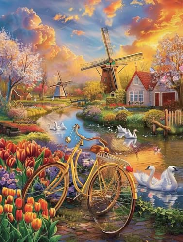 Paint by numbers kits grand format paysage et vélo pour vaincre le stress par l'art acrylique