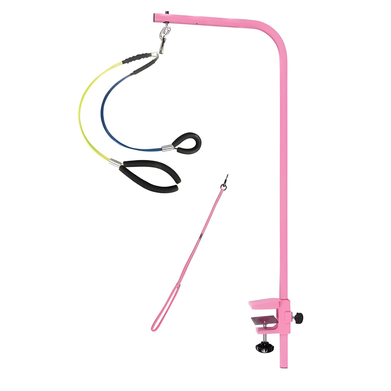 Downtown Pet Supply Dog Grooming Arm with Clamp and Grooming Loop,  Haunch, Pink Adjustable, Steel Grooming Table Arm with Table Clamp, No Sit