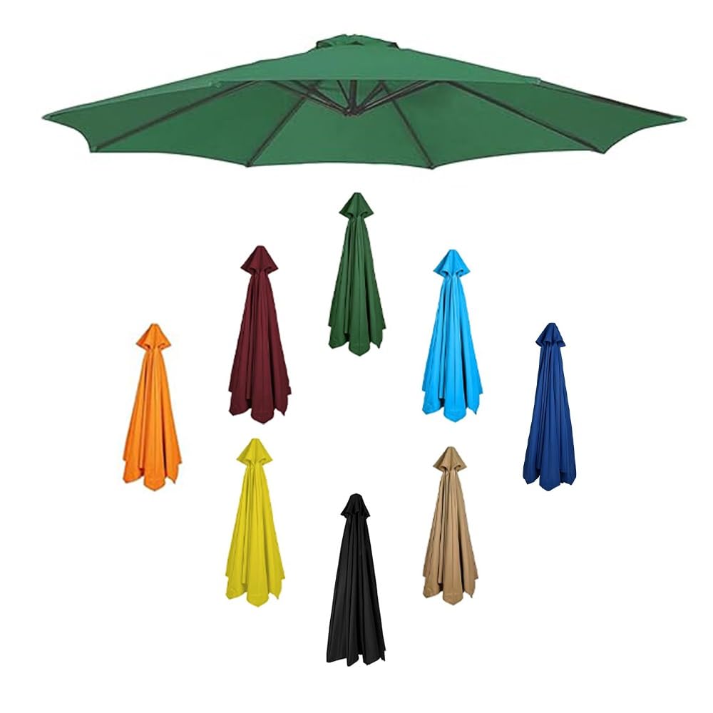 YCBTPS Replacement Parasol Canopy, 7ft/9ft/10ft Garden Canopy Cover Replacement Cover, 6 Ribs 8 Ribs Outdoor Market Table Umbrella Canopy Replacement Cloth(Dark green,8ribs/3.0m(10ft))