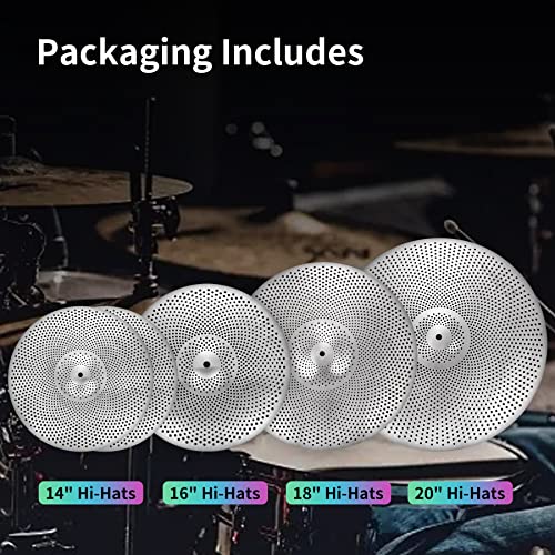 Low Volume Cymbal Pack Silver Mute Cymbal 14"/16"/18"/20" 5 Pieces Drum Cymbal Set #TOP6