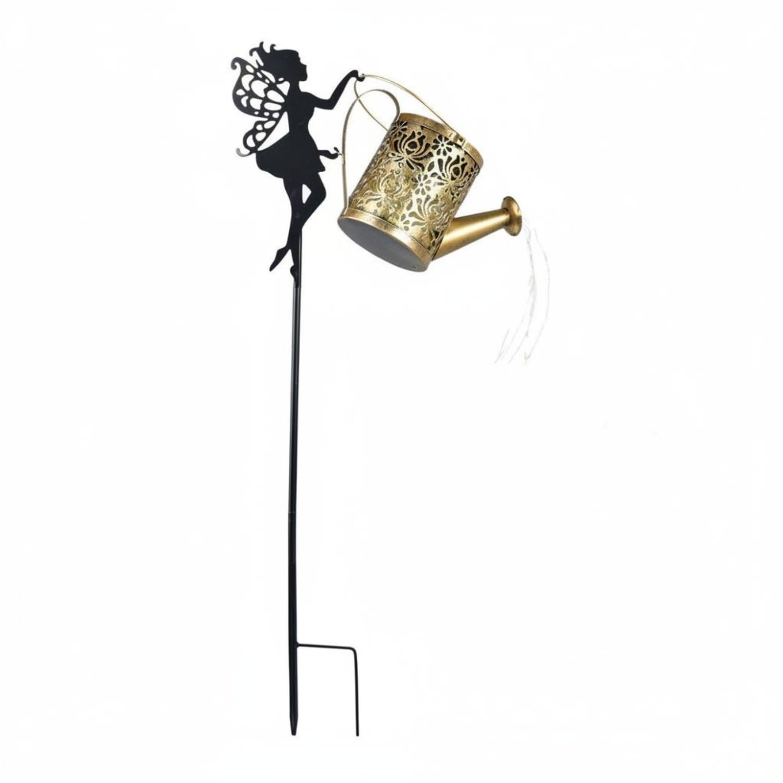 Hollow-Carved Design Fairy Watering Can Light Weatherproof Solar Watering Can Light Wrought Iron Outdoor Lighting Rustproof for Patio, Yard, Pathway, Fairy Kettle Light | Home & Garden-image-9